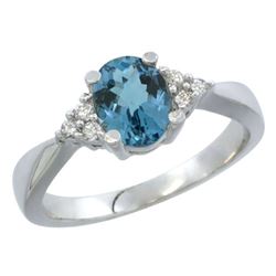 1.06 CTW London Blue Topaz & Diamond Ring 14K White Gold