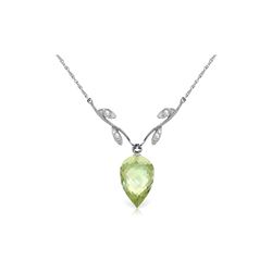 Genuine 9.52 ctw Green Amethyst & Diamond Necklace 14KT White Gold