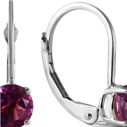 Genuine 1.20 ctw Amethyst Earrings 14KT White Gold