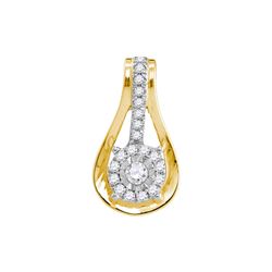 0.13 CTW Diamond Flower Cluster Teardrop Pendant 10kt Yellow Gold