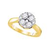 Image 1 : 1.01 CTW Diamond Cluster Bridal Wedding Engagement Ring 14kt Yellow Gold