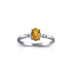 Genuine 0.46 ctw Citrine & Diamond Ring 14KT White Gold