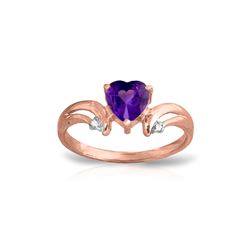 Genuine 0.96 ctw Amethyst & Diamond Ring 14KT Rose Gold