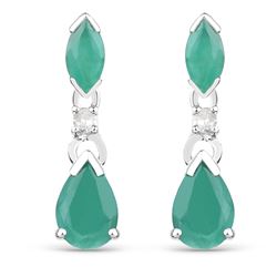 1.03 ctw Emerald & Diamond Earrings 10K White Gold