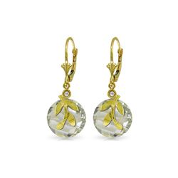 Genuine 10.63 ctw Green Amethyst & Diamond Earrings 14KT Yellow Gold