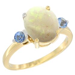 1.65 CTW Opal & Blue Sapphire Ring 10K Yellow Gold