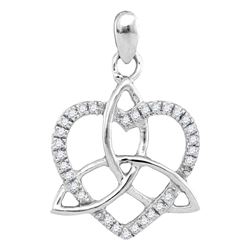 0.10 CTW Diamond Triquetra Heart Pendant 10kt White Gold