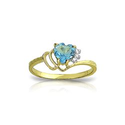 Genuine 0.97 ctw Blue Topaz & Diamond Ring 14KT Yellow Gold