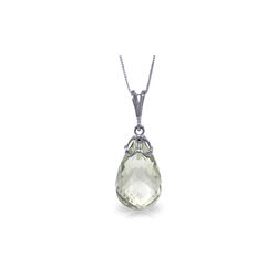 Genuine 7 ctw Green Amethyst Necklace 14KT White Gold