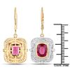 Image 3 : 4.4 ctw Rubellite & Diamond Earrings 14K Yellow Gold