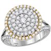 Image 1 : 1.39 CTW Diamond Right Hand Cocktail Ring 14kt Two-tone Gold