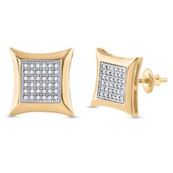 0.20 CTW Diamond Square Kite Cluster Earrings 10kt Yellow Gold