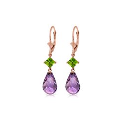 Genuine 11 ctw Amethyst & Peridot Earrings 14KT Rose Gold