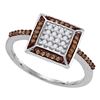 Image 1 : 0.25 CTW Brown Diamond Square Frame Cluster Ring 10kt White Gold
