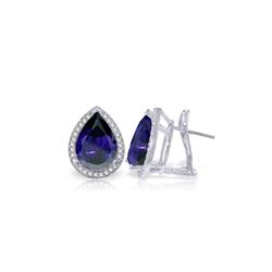 Genuine 10.52 ctw Sapphire & Diamond Earrings 14KT White Gold