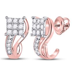 0.40 CTW Diamond Square Half J Hoop Earrings 10kt Rose Gold