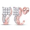 Image 1 : 0.40 CTW Diamond Square Half J Hoop Earrings 10kt Rose Gold