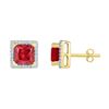 Image 1 : 2 CTW Lab-Created Ruby Stud Earrings 10kt Yellow Gold