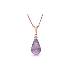 Genuine 2.3 ctw Amethyst & Diamond Necklace 14KT Rose Gold