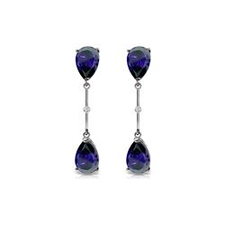 Genuine 7.01 ctw Sapphire & Diamond Earrings 14KT White Gold