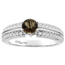 1.30 CTW Quartz & Diamond Ring 14K White Gold