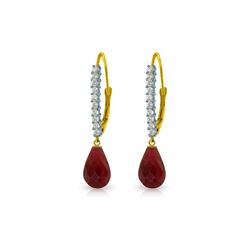 Genuine 6.9 ctw Ruby & Diamond Earrings 14KT Yellow Gold