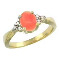 0.06 CTW Diamond & Natural Coral Ring 14K Yellow Gold