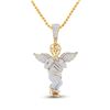 Image 1 : 0.85 CTW Diamond Praying Angel Wings Charm Pendant 10kt Yellow Gold