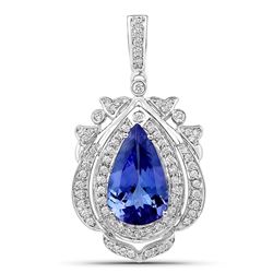 4.50 ctw Tanzanite & Diamond Pendant 14K White Gold