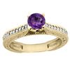 Image 1 : 0.57 CTW Amethyst & Diamond Ring 14K Yellow Gold