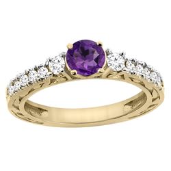 1.10 CTW Amethyst & Diamond Ring 14K Yellow Gold