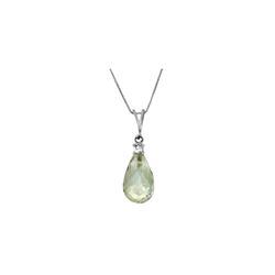 Genuine 2.3 ctw Green Amethyst & Diamond Necklace 14KT White Gold