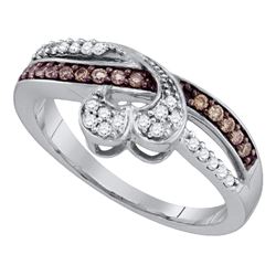 0.25 CTW Brown Diamond Heart Ring 10kt White Gold