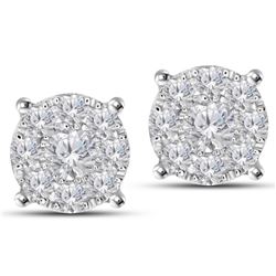 1.4 CTW Diamond Earrings 14K White Gold