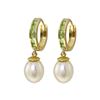 Image 1 : Genuine 9.3 ctw Peridot & Pearl Earrings 14KT Yellow Gold