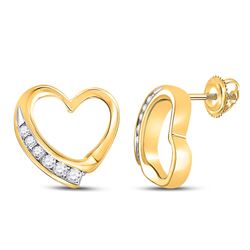 0.10 CTW Diamond Heart Earrings 10kt Yellow Gold