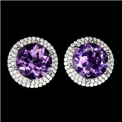 Natural Round Purple Amethyst 12 MM Earrings