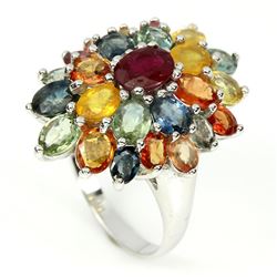 Natural Fancy Sapphire & Ruby Ring