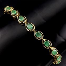 Natural  Green Columbian  Emerald Black Spinel Bracelet