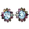 Image 1 : Natural AAA SKY BLUE TOPAZ & TOURMALINE Earrings