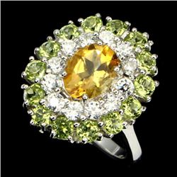 Natural Citrine Peridot 25 Carats Ring