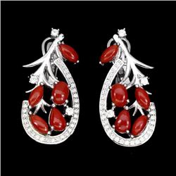 Natural Oval Italian Coral Earrings