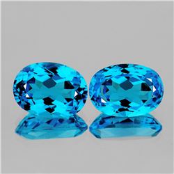 Natural Baby Swiss Blue Topaz Pair 13.55 Cts - VVS