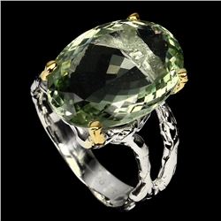 Natural 19x14mm Green Amethyst Ring