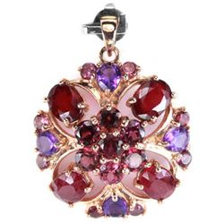 Natural RUBY AMETHYST RHODOLITE GARNET Pendant