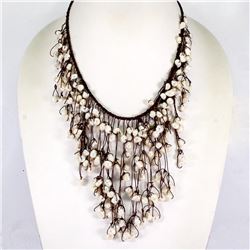 Exquisite Baroque 9x7 Mm Creamy White Pearl Braided Rop