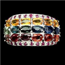 Natural  Fancy Color Sapphire & Ruby Ring