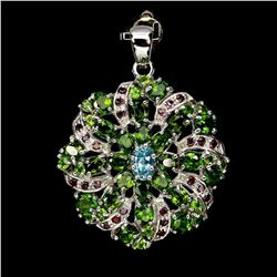 Natural  Topaz Chrome Diopside Rhodolite Pendant