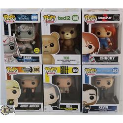 LOT OF 6 ASSORTED FUNKO POPS: TV & MOVIE