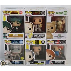 LOT OF 6 ASSORTED FUNKO POPS: MOVIES VARIETY PACK.